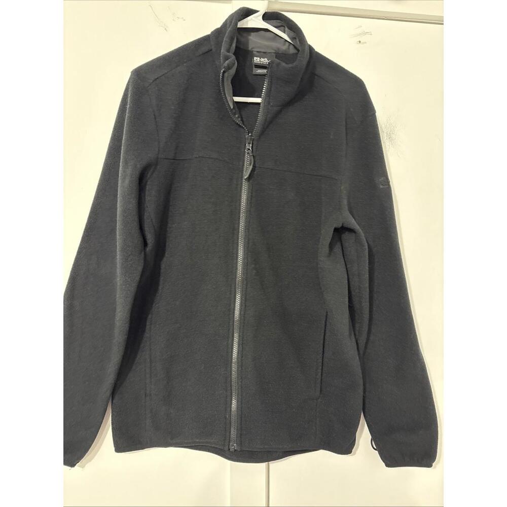 Jack Wolfskin MENS FULL ZIP Fleece‎ Size M BLACK EMBROIDERED LOGO, POCKETS, WARM